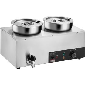 VEVOR Electric Soup Warmer, Dual 7.4QT Stainless Steel Round Pot 86~185Â°F Adjustable Temp