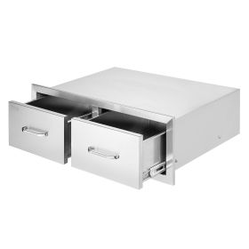 VEVOR Outdoor Kitchen Drawers 30" W x 10" H x 20" D, Horizontal Double BBQ Access Drawers Stainless Steel with Handle