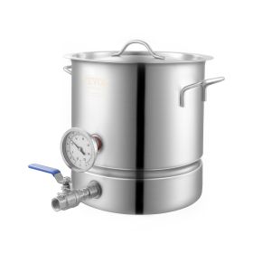 VEVOR Stainless Steel Kettle, 5 GALLON Brewing Pot, Tri Ply Bottom for Beer, Brew Kettle Pot for Beer Brewing, Home Brewing Supplies Includes Lid