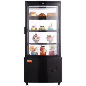 VEVOR Refrigerated Display Case, 3 Cu.Ft./85L Countertop Pastry Display Case, 3-Tier Commercial Display Refrigerator with LED Lighting, TURBO Cooling